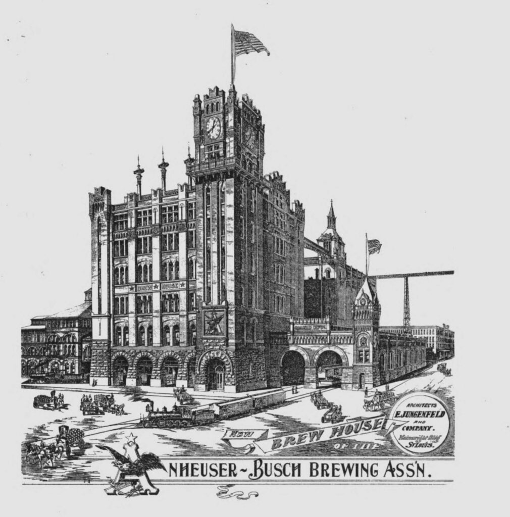 The (then) new brewhouse of Anheuser-Busch in St. Louis, as shown in Franz Schwackhöfer's book