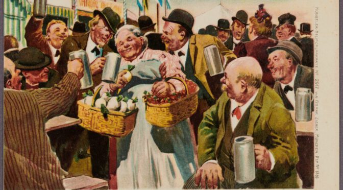 Postcard with a scene of Oktoberfest, ca. 1900